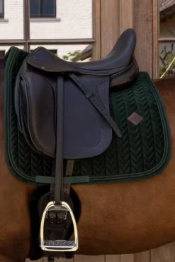Kentucky Horsewear Kentucky Horsewear|Schabrak & Huvor-Dressyrschabrak Velvet Mini Pearls Pine Green