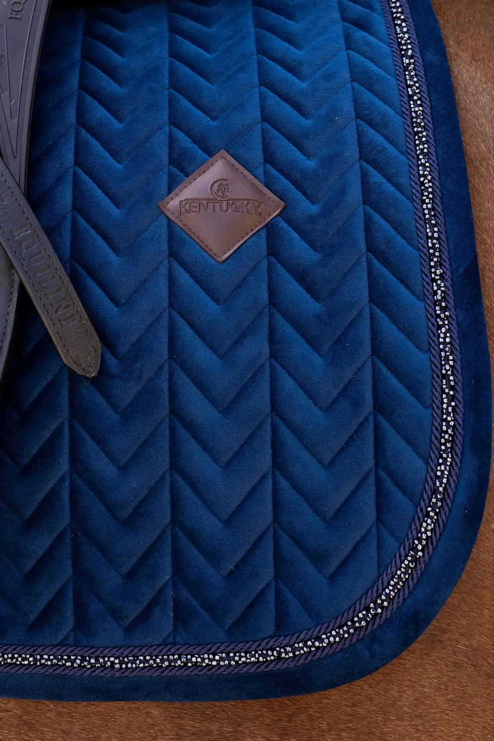 Kentucky Horsewear Kentucky Horsewear|Schabrak & Huvor-Dressyrschabrak Velvet Mini Pearls Navy