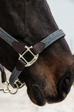 Kentucky Horsewear Grimmor & Grimskaft-Flätad Nylon Lädergrimma Grå