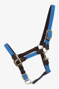 Kentucky Horsewear Grimmor & Grimskaft-Flätad Nylon Lädergrimma Ljusblå