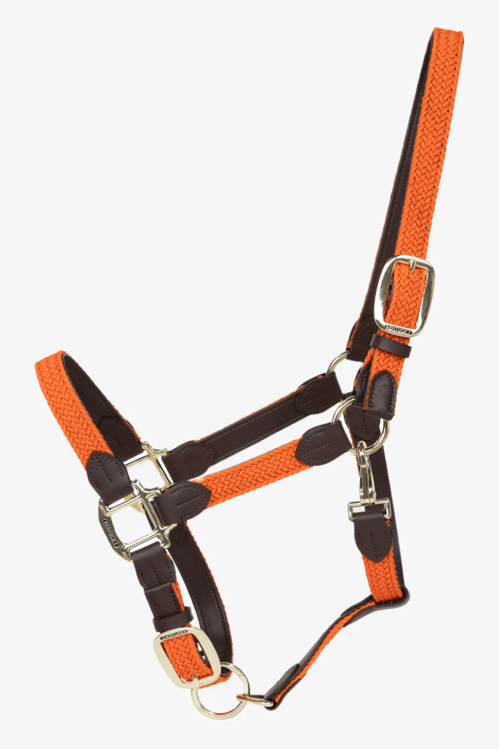 Kentucky Horsewear Kentucky Horsewear|Grimmor & Grimskaft-Flätad Nylon Lädergrimma Orange