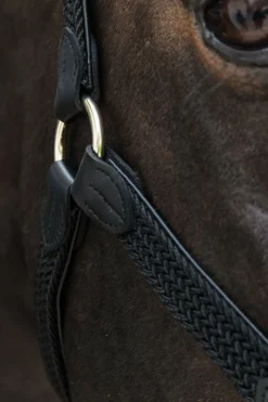 Kentucky Horsewear Kentucky Horsewear|Grimmor & Grimskaft-Flätad Nylon Lädergrimma Svart