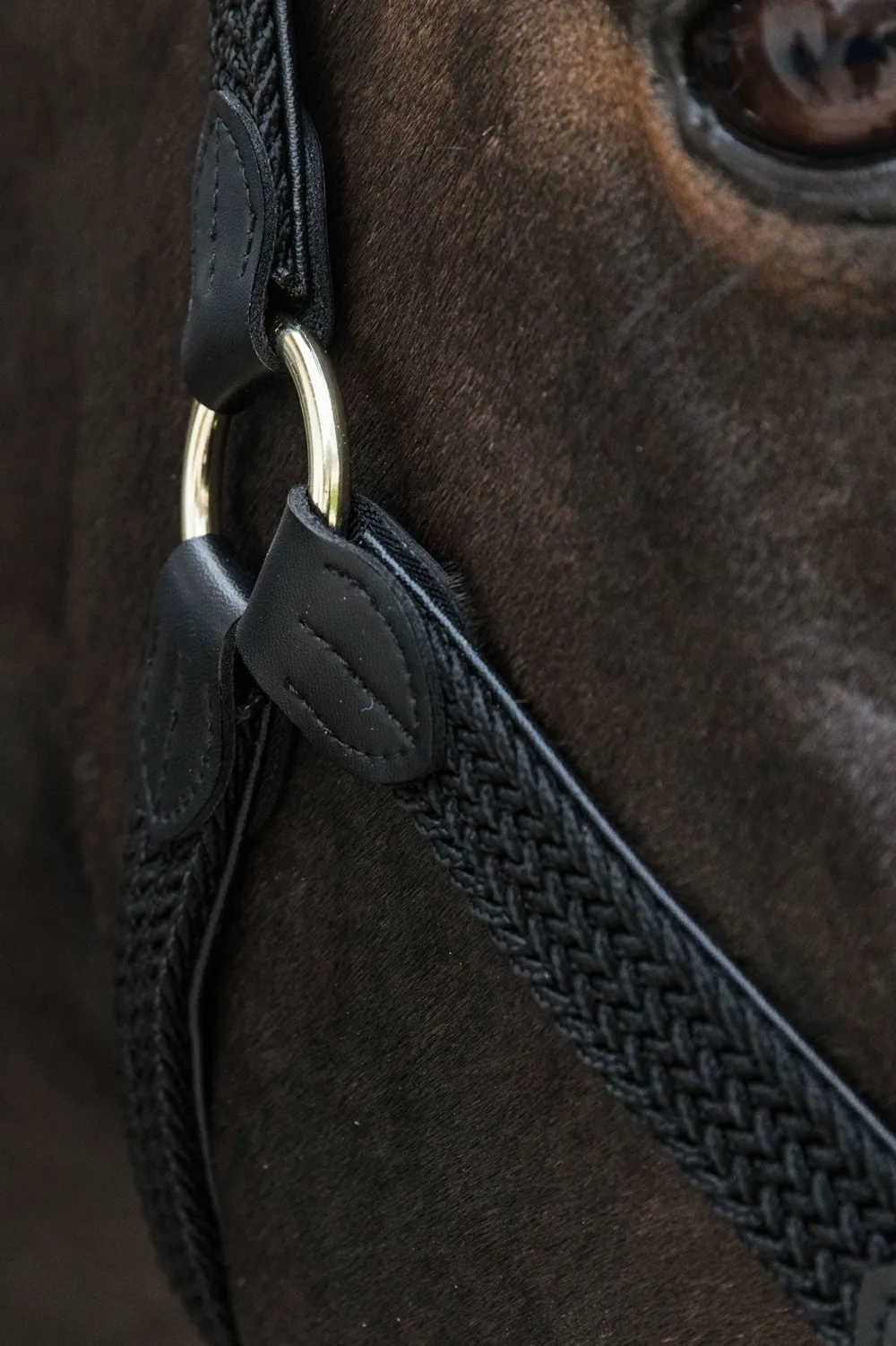 Kentucky Horsewear Kentucky Horsewear|Grimmor & Grimskaft-Flätad Nylon Lädergrimma Svart