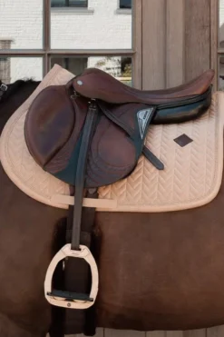Kentucky Horsewear Kentucky Horsewear|Schabrak & Huvor-Hoppschabrak Velvet Mini Pearls Beige