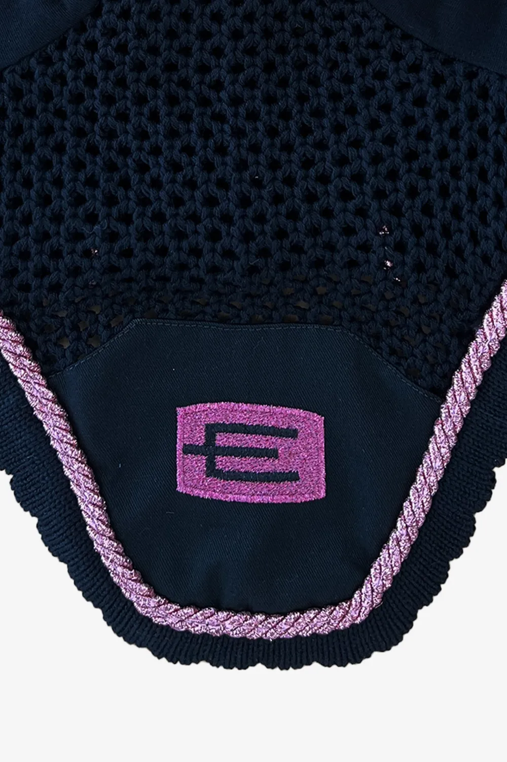 Equiline Schabrak & Huvor|Equiline-Huva Kim E-logga Svart E75 P111 Glitter Rosa/Glitter Svart