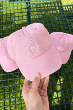 Svensk Ridsport Kepsar & Skärp-Keps Tvättad Bomull Hjärta Dusty Pink