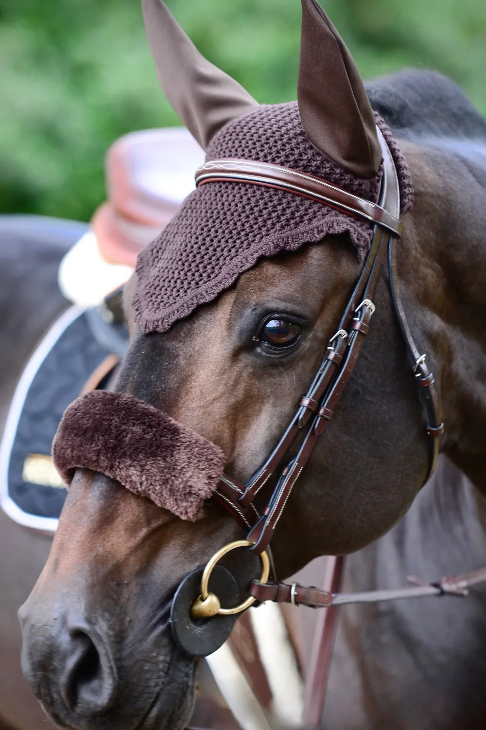 Kentucky Horsewear Träns & Pannband|Grimmor & Grimskaft-Nosskydd Fårskinn Brun