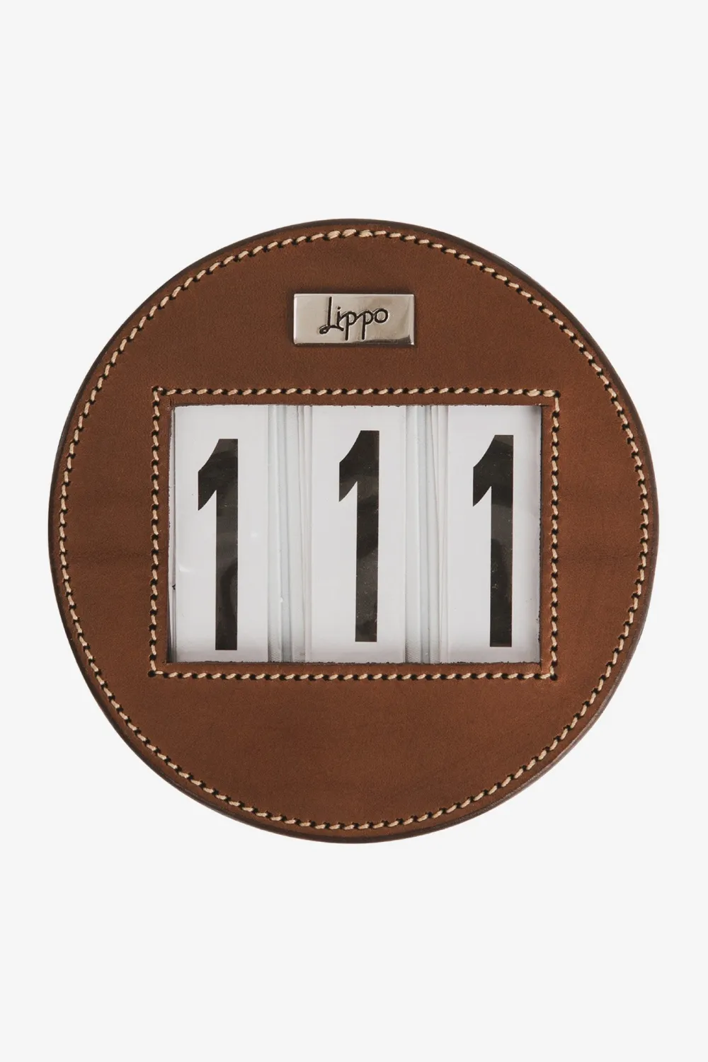 Lippo Lippo-Nummerlapp 3 Läder Rund Oak Bark/Silver