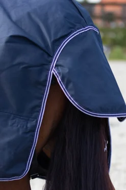 QHP Qhp|Hästtäcken & Flughuvor-Regntäcke Luxury 100gr Navy