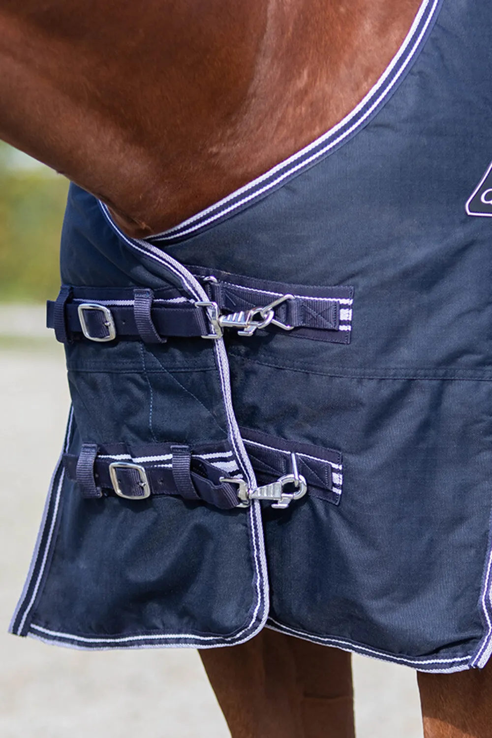 QHP Qhp|Hästtäcken & Flughuvor-Regntäcke Luxury 100gr Navy