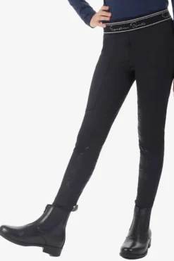 Barn QHP Qhp|Ridbyxor & Tights-Ridtights Eden Junior Full Grip Svart