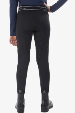 Barn QHP Qhp|Ridbyxor & Tights-Ridtights Eden Junior Full Grip Svart