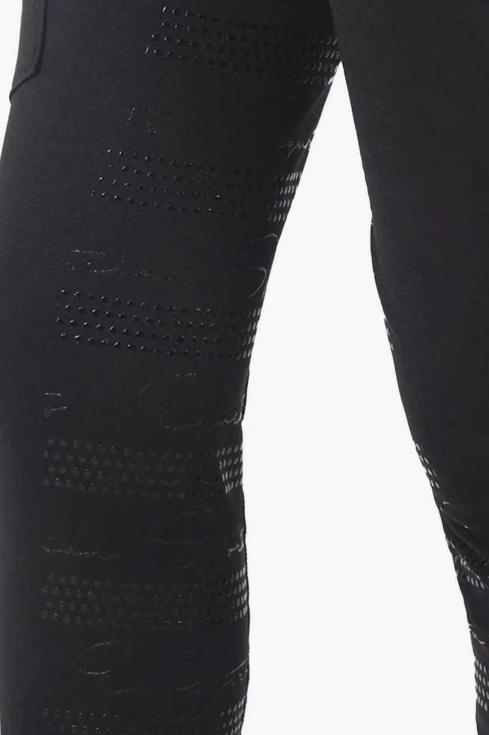Barn QHP Qhp|Ridbyxor & Tights-Ridtights Eden Junior Full Grip Svart
