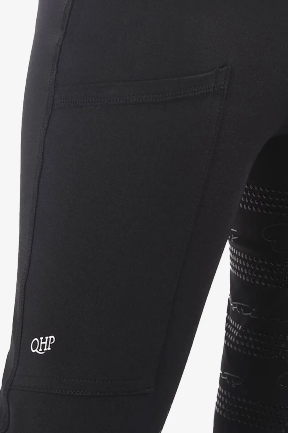 Barn QHP Qhp|Ridbyxor & Tights-Ridtights Eden Junior Full Grip Svart