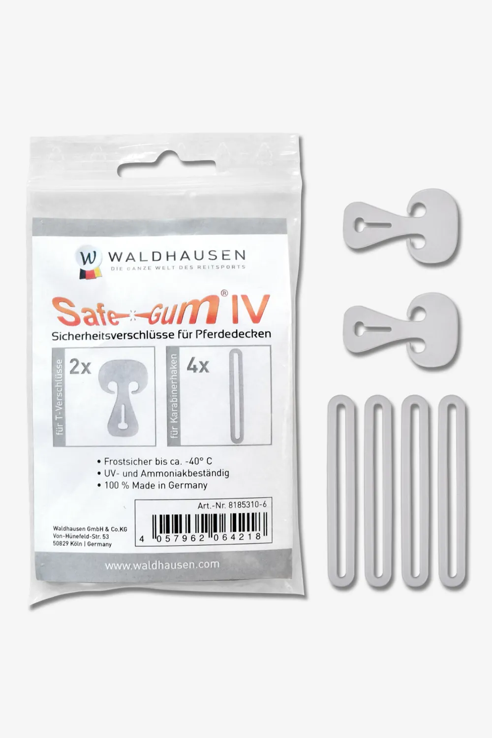 Waldhausen Hästtäcken & Flughuvor-Täckesspännen Safe-Gum Set 6