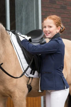 Barn QHP Qhp|Kavajer & Skjortor-Tävlingskavaj Juliet Junior Blå