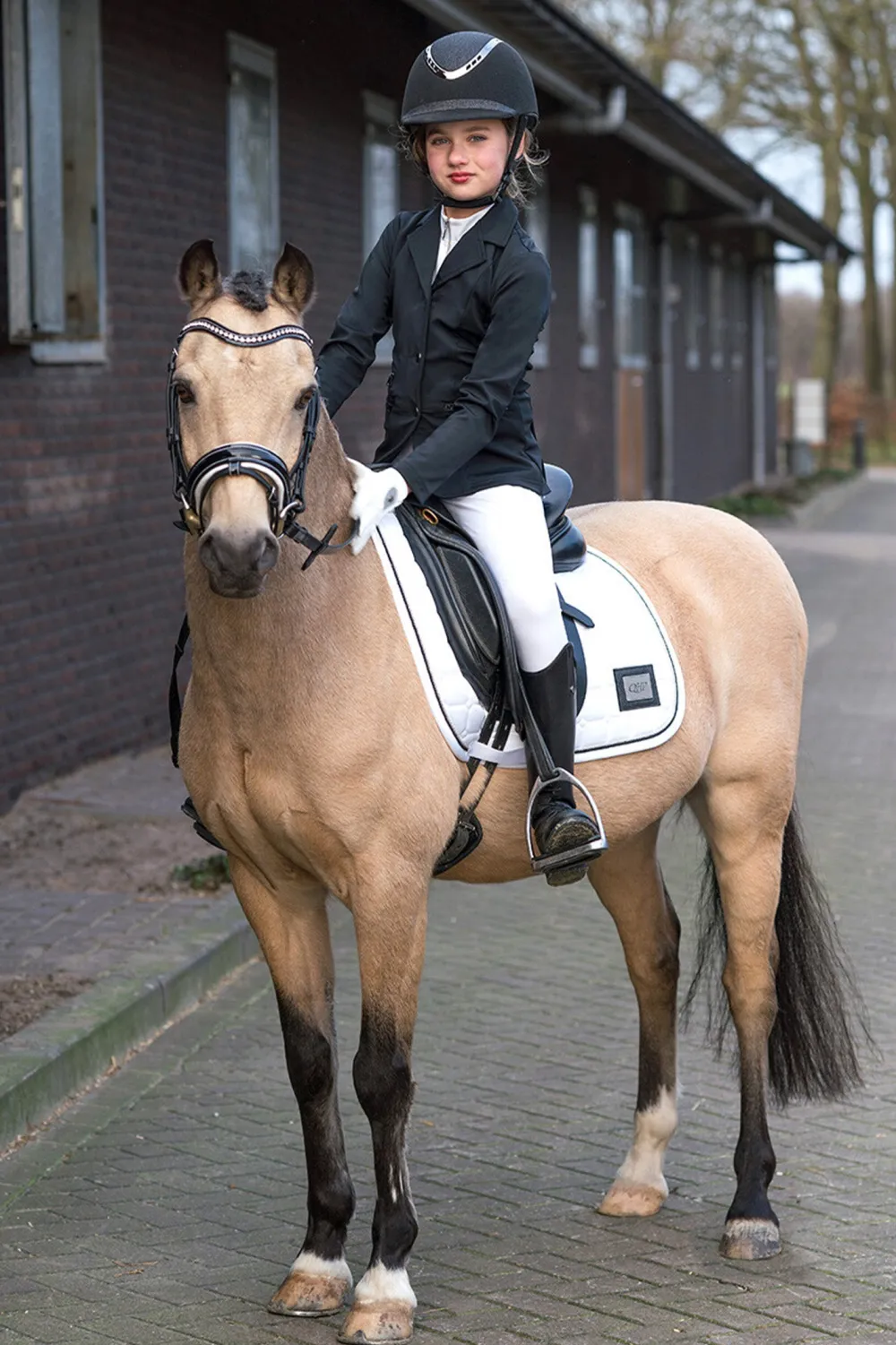 Barn QHP Qhp|Kavajer & Skjortor-Tävlingskavaj Juliet Junior Svart