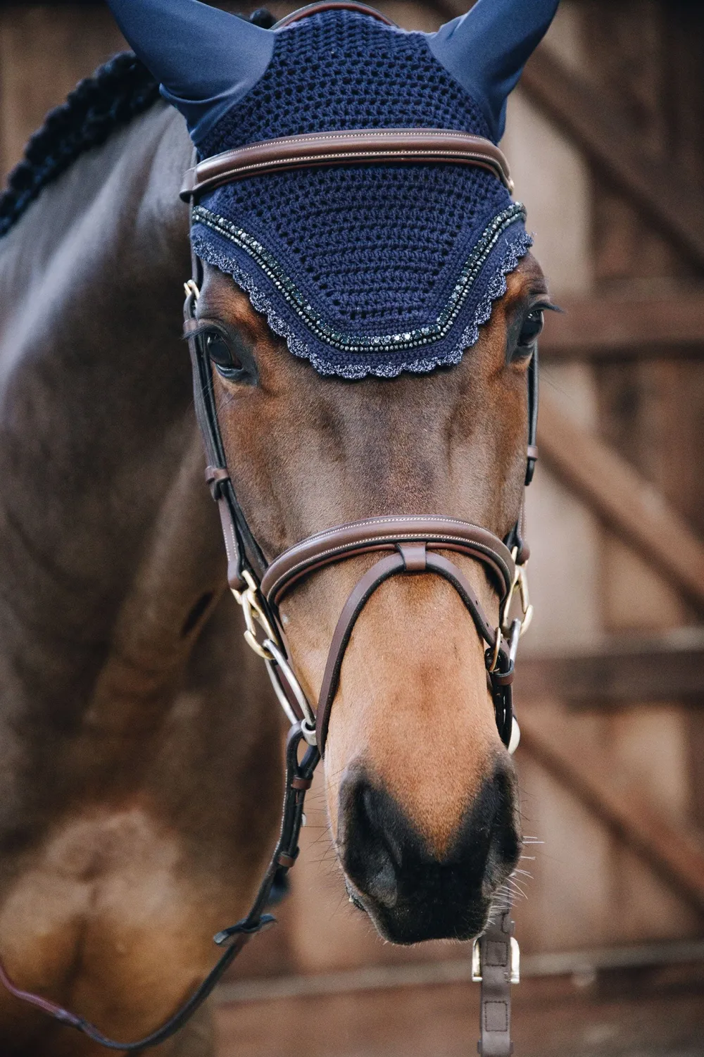 Kentucky Horsewear Schabrak & Huvor-Wellington Huva Stone & Pearl Navy